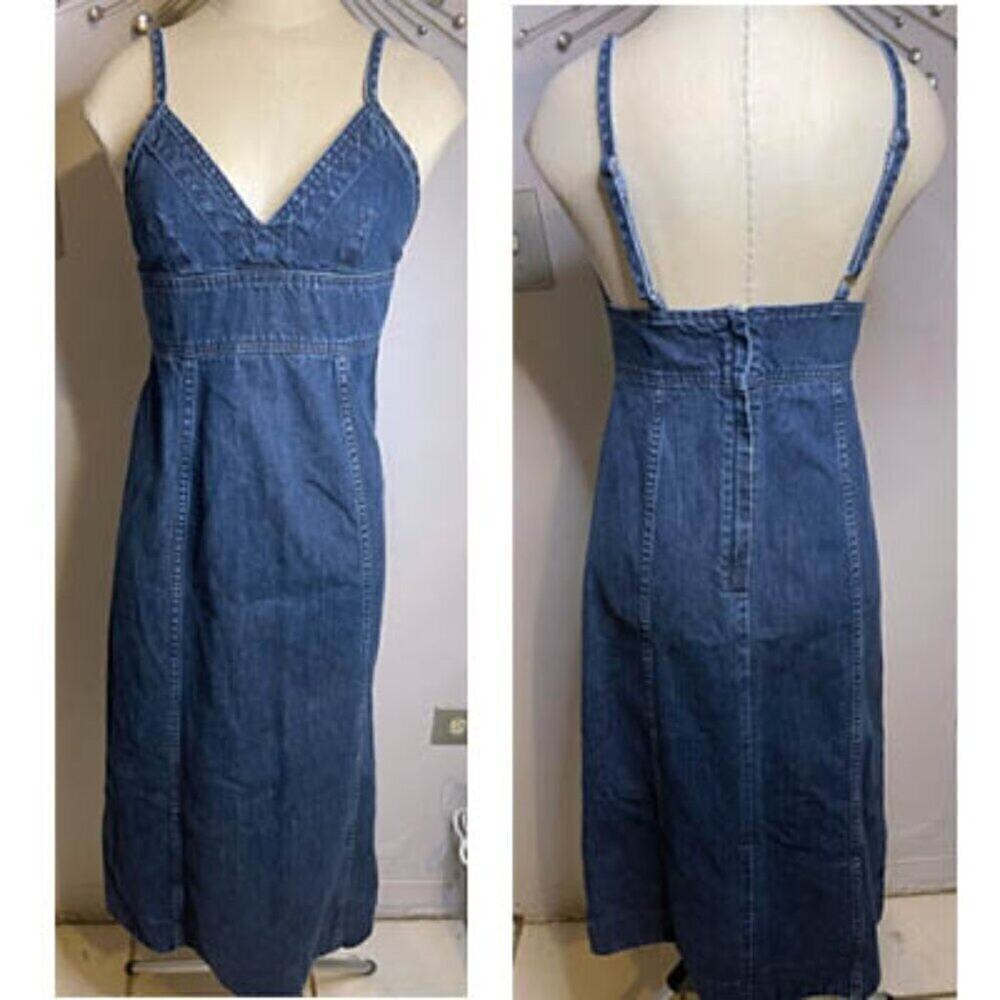 Madewell Denim Cami Midi Dress Womens 4 Blue 90s Cotton Sundress H5939 $118